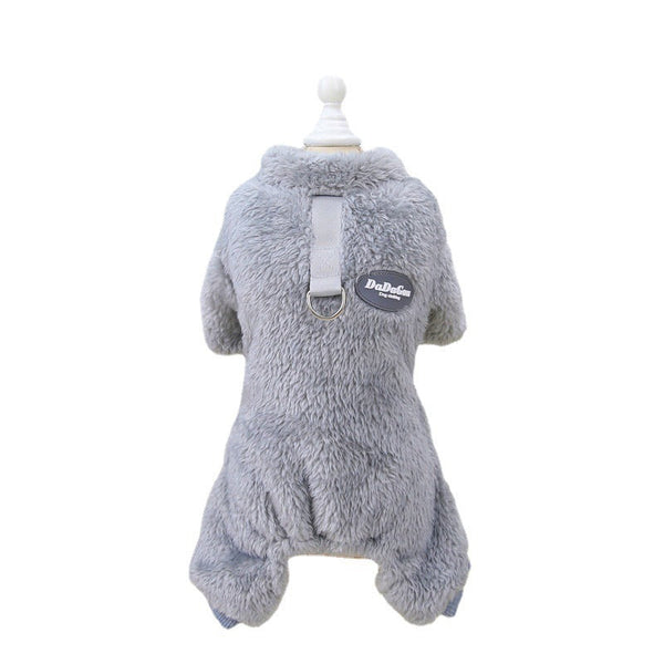 Fleece Pet Elastic Jumpsuit with Pull Ring